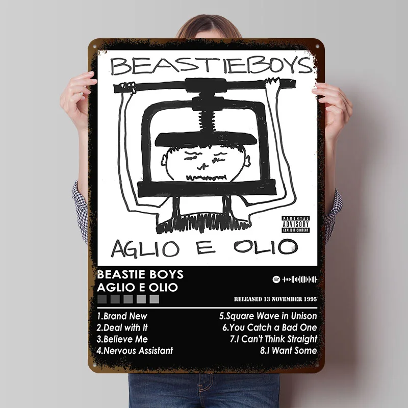 Beastie Boys Aglio E Olio Poster Customized Vintage Metal Signs Wall Art Retro Tin Plaque for Home Decor Living Room Coffee Bar