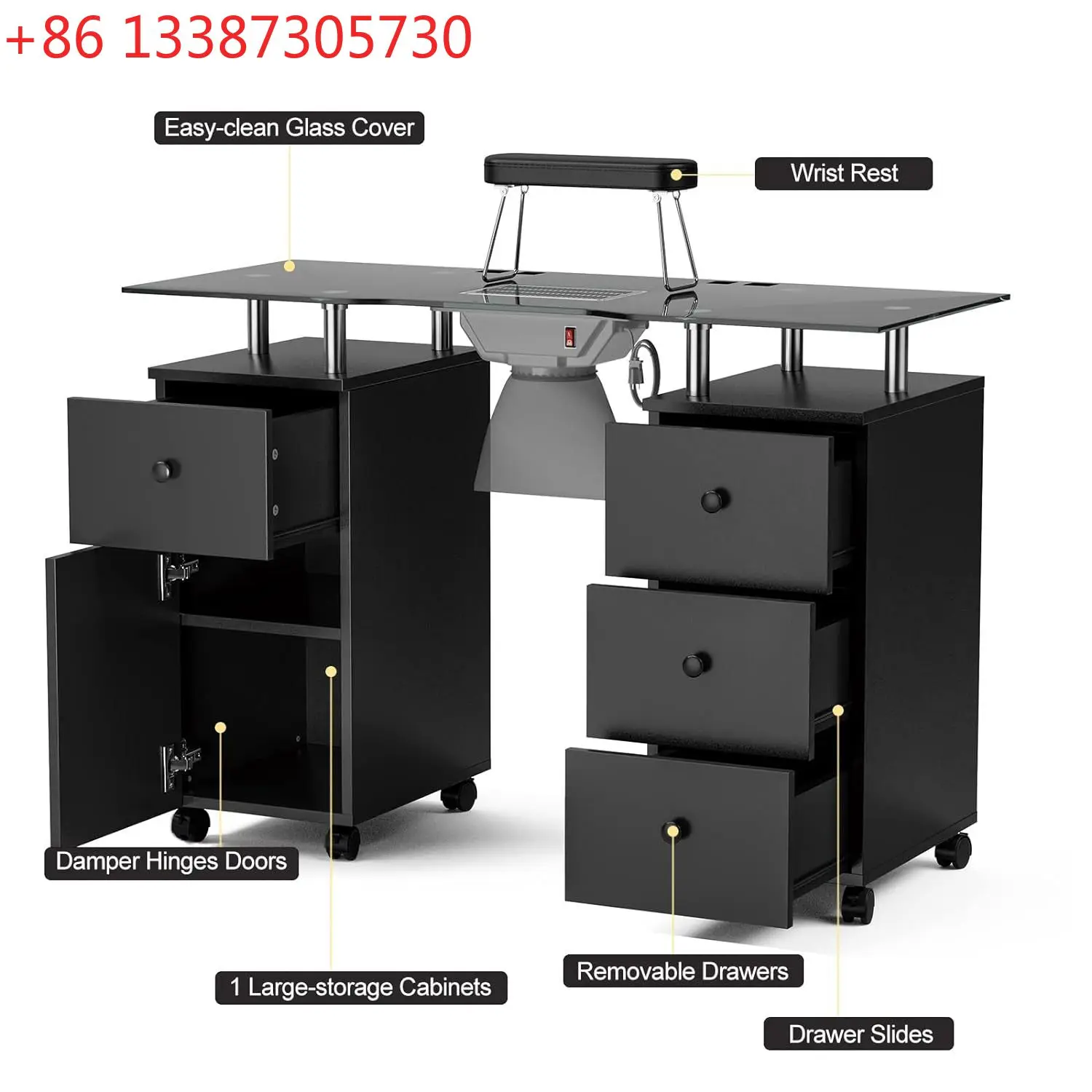Beauty furniture, mobile manicure table, single manicure table with vacuum cleaner
