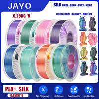 JAYO PLA Silk Filament 3D Printer Filament Set Multicolor Shiny 1.75mm Fast Color Changing Rainbow 250G/8 rolls 2 kg total
