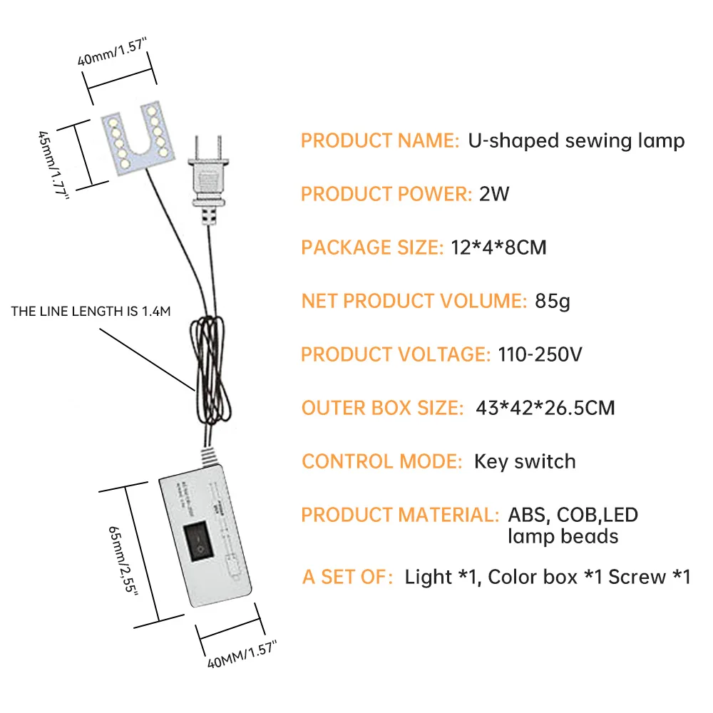 Imagem -04 - U-forma Luz para Máquina de Costura Iluminação Industrial Lâmpada Trabalho Magnético Luz Mesa de Trabalho eu us Plug 10 Led