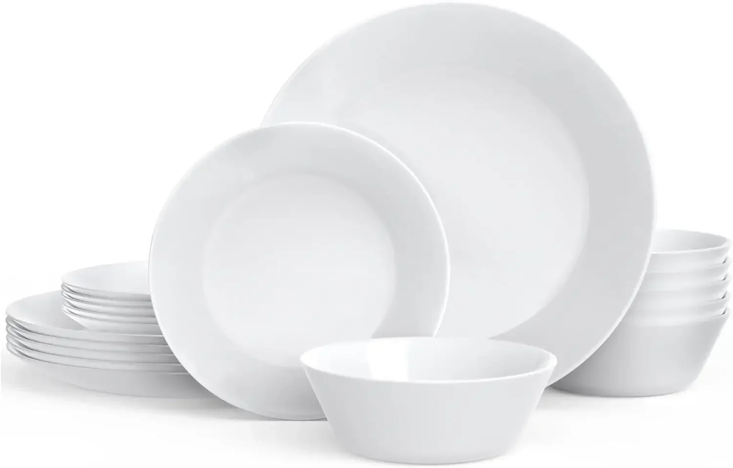 Dinnerware Set 18-piece Opal Dishes Sets Service for 6 Plates Bowls 6