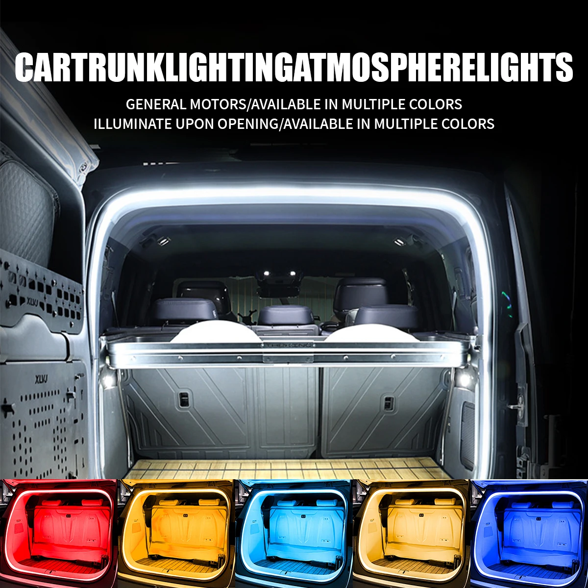 5m Car Trunk Led Light Strip Flexible Ambient Light Neon Strip With Multiple Interfaces Universal for SUV RV 12V white ice blue