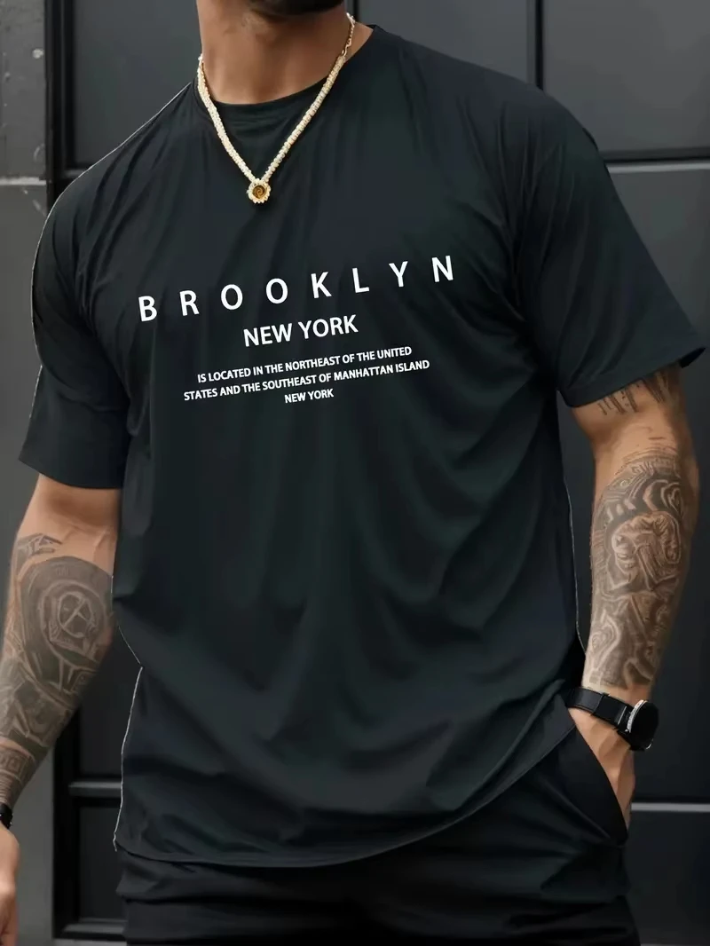 Brooklyn New York Letter Print T-Shirt Cotton Graphic Tee Men Women Summer Streetwear