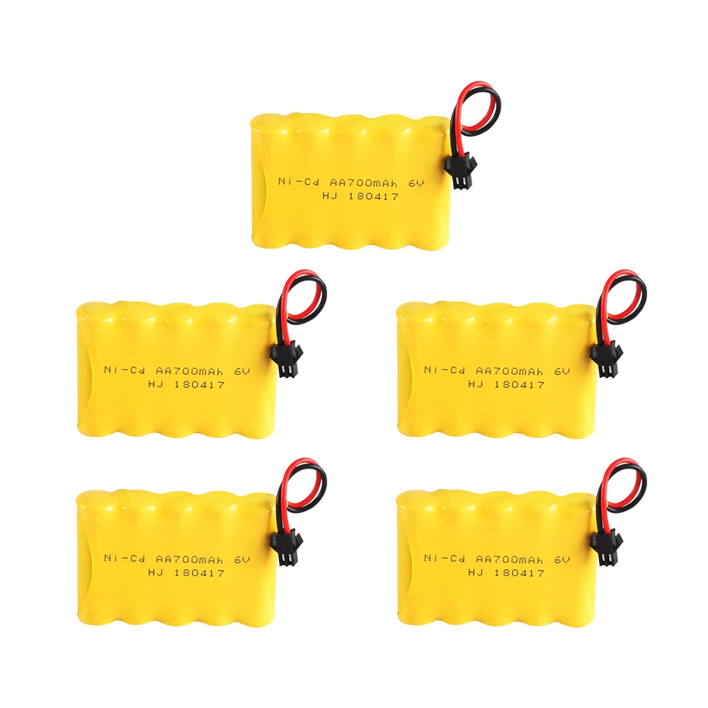 

6v 700mah Ni-Cd Battery For Rc Toys RC Cars rc Boats Guns Tanks Robots Parts 5 *AA 1.2v Rechargeable Battery Pack 2-5pcs/Packing