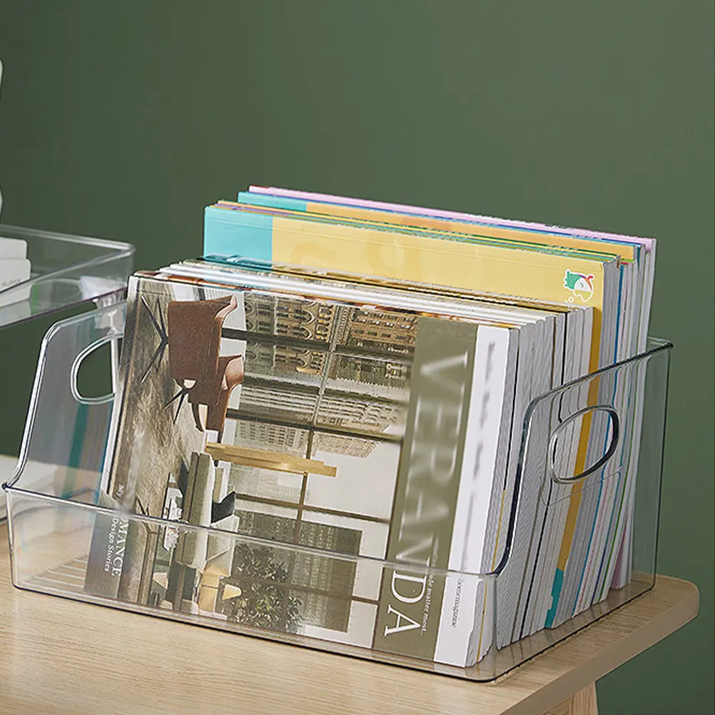 

2Pcs Reusable Plastic Desk Shelf Organizer Book Storage Box File Folder Holder Magazine Stand for Study Room Dorm Office Desktop