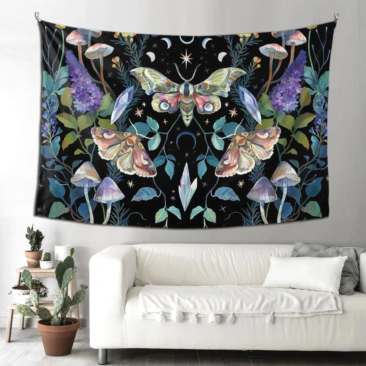 

Хрустальный гобелен с грибами в стиле хиппи, настенный подвесной эстетический гобелен для украшения дома для гостиной, спальни, общежития
