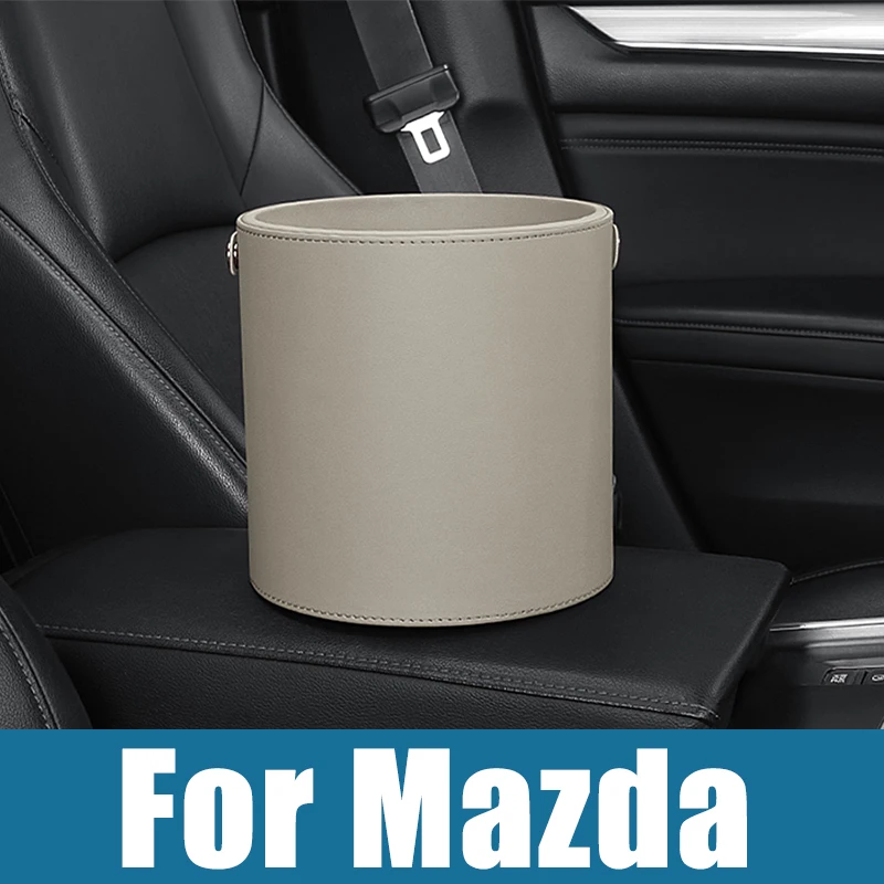 

For Mazda 2 3 BM 6 GJ CX-5 CX5 CX 5 CX3 CX8 CX9 2012-2020 2021 2022 2023 Leather Hanging Car Circular Trash Can Garbage Pocket