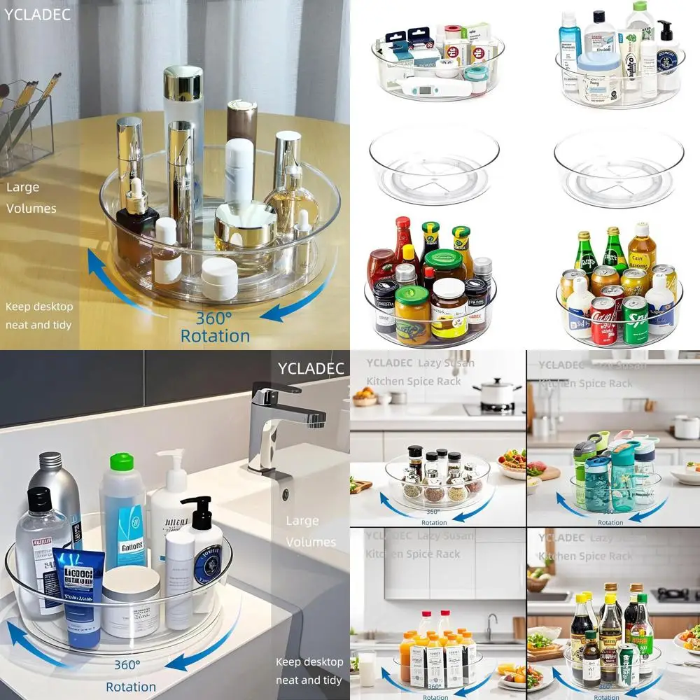 

11,5 вращающийся 6-уровневый органайзер для специй с прозрачными контейнерами для кухни, кладовой, туалетного столика и ванной комнаты