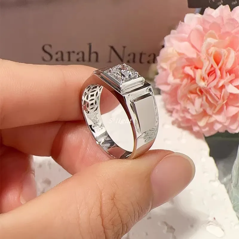 فاخر 3 قيراط الصلبة 14K الذهب الأبيض رجل خاتم IGI مختبر تزايد خاتم الماس جولة D VS1 الماس خاتم الزواج خاتم الخطوبة #6