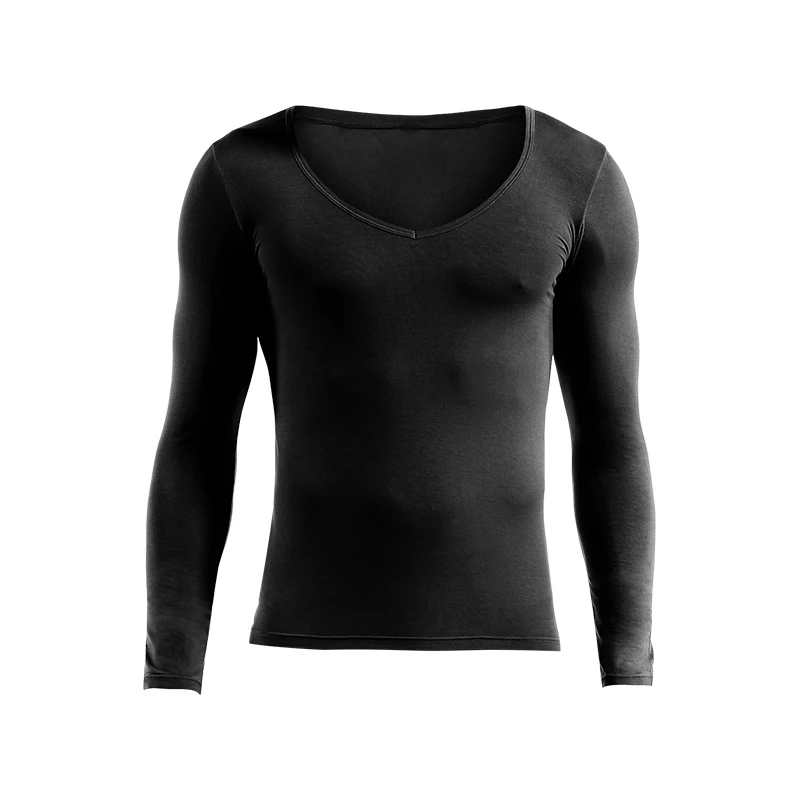 Men's fashionable and comfortable base shirt, warm men's underwear, V-neck slimming, low neck, warm inner top