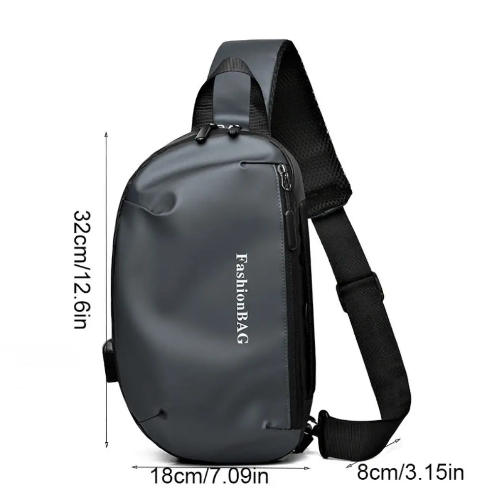 PU Men's Chest Bag Solid Color Multifunctional Sling Shoulder Bag Large Capacity Adjustable Strap Male Crossbody Bag Daily