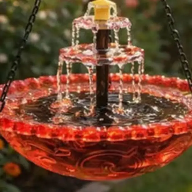 Cascade Hanging Bird Bath Fountain for Outside, Solar Wild Birds Feeder W/Solar Water Pump, Feeding Station for Garden Courtyard