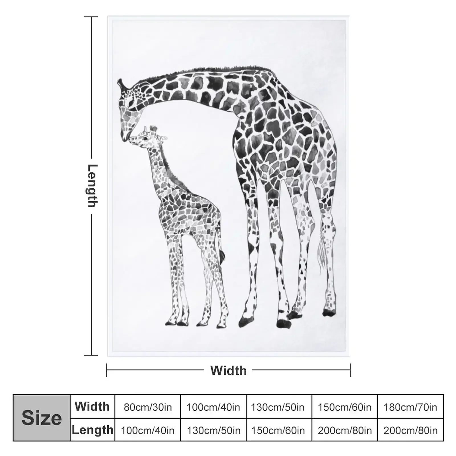 Giraffe, black and white Throw Blanket couch cozy soft plush fuzzy picnic outdoor blanket