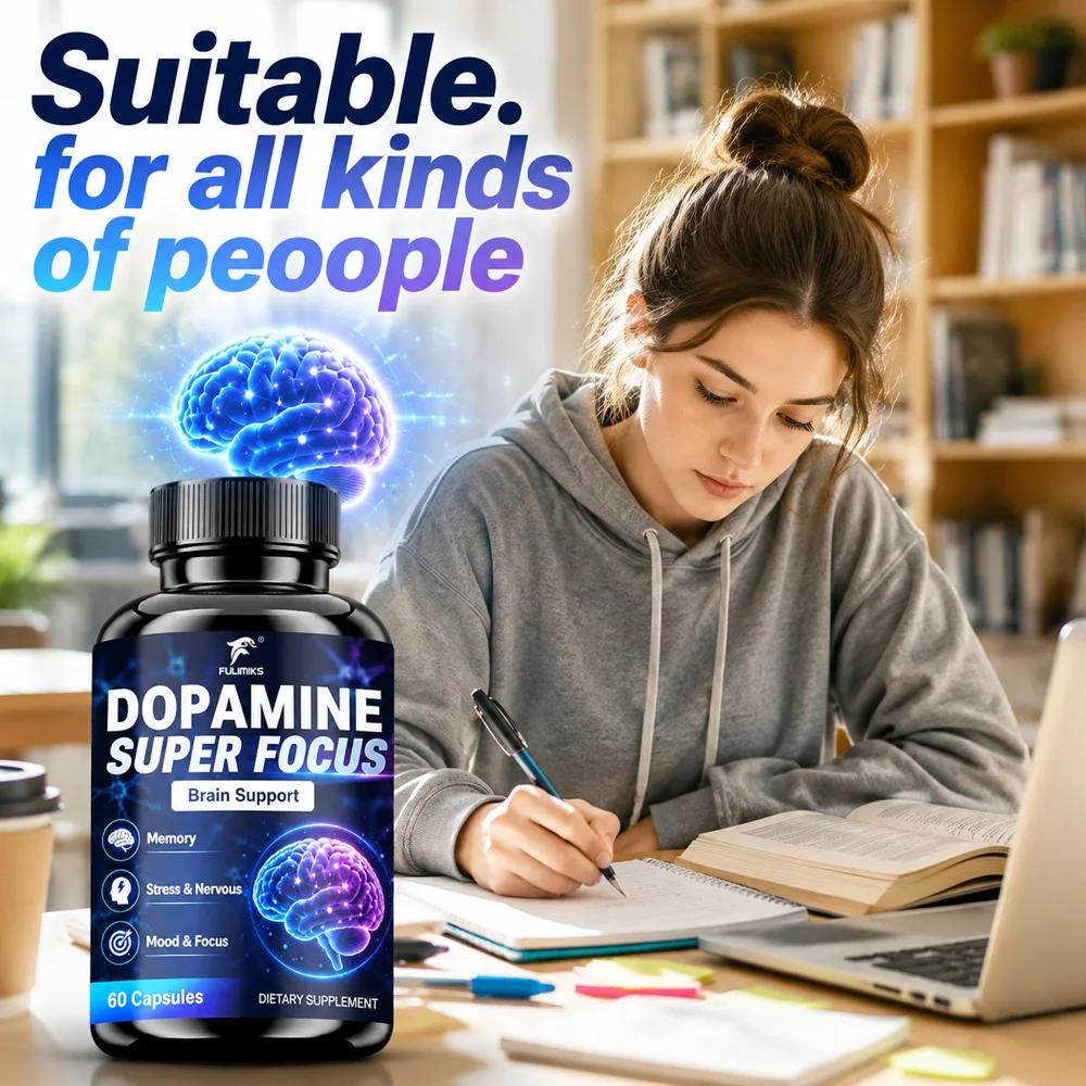 Dopamine Super Focus Brain Capsules, L-Tyrosine L-Theanine Alpha GPC, Boost Memory Mental Clarity & Balance Mood Relieve Stress view 6