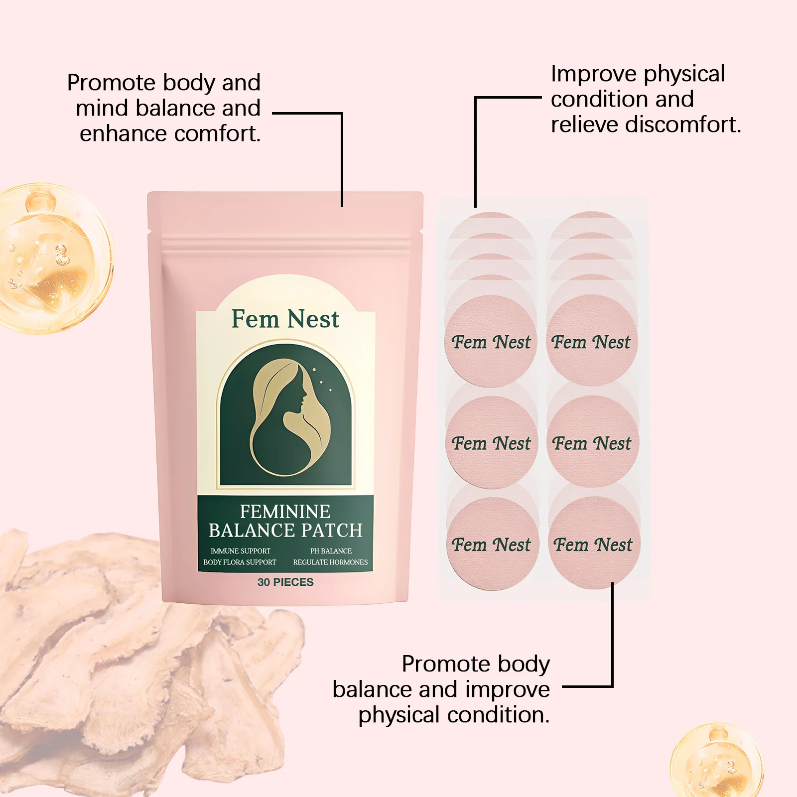 رقعة التوازن الأنثوية للنساء لفترة الطمث تستعيد هرمون الإغاثة ويقلل الرائحة ويحسن الأسرار ويخفف الانزعاج المهبلي