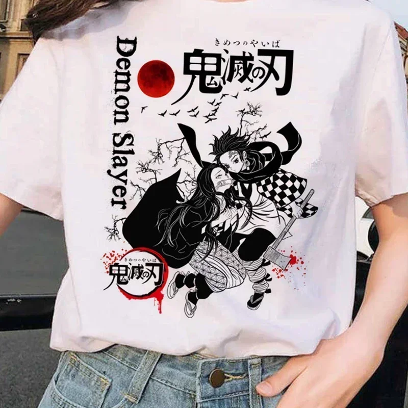 Anime Demon Slayer Pattern Japanese Women T-shirt Cartoon Short Sleeve Clothes Harajuku Oversized Tshirts Tops Female Tee