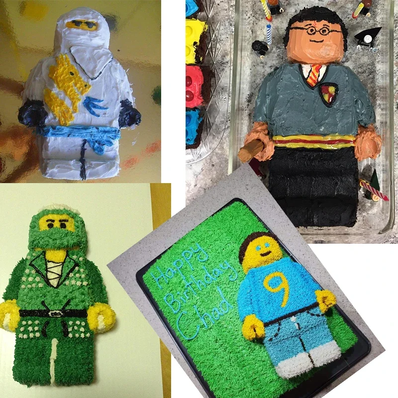 ซิลิโคนขนาดใหญ่ Minifigure เค้กหุ่นยนต์ Breakable ช็อกโกแลตแม่พิมพ์ DIY Moule ถาดอบสําหรับเด็กวันเกิด Party Pastry อุปกรณ์เสริม