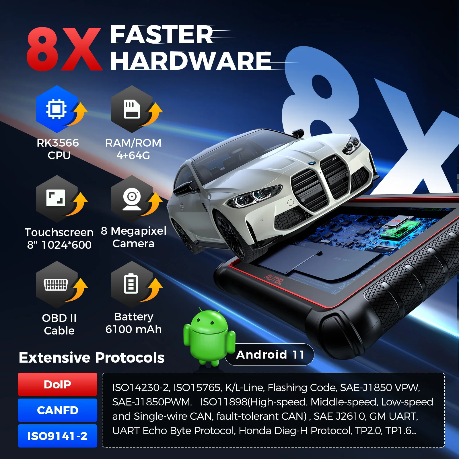 أدوات الماسح الضوئي التشخيصي Autel MaxiCOM MK900 40+ خدمات DoIP & CAN-FD 2024 أداة تلقائية ثنائية الاتجاه PK MK808BT PRO #6