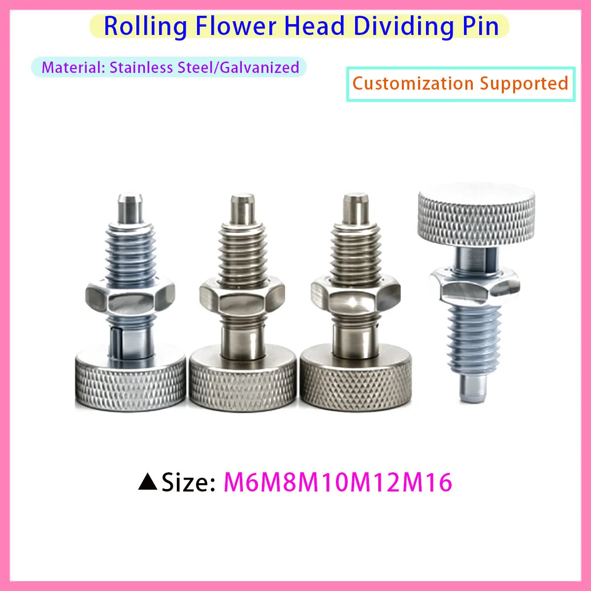 M6-M16 Knurled Knob Index Plunger Self Lock / Reset Spring Safety Locating Pin