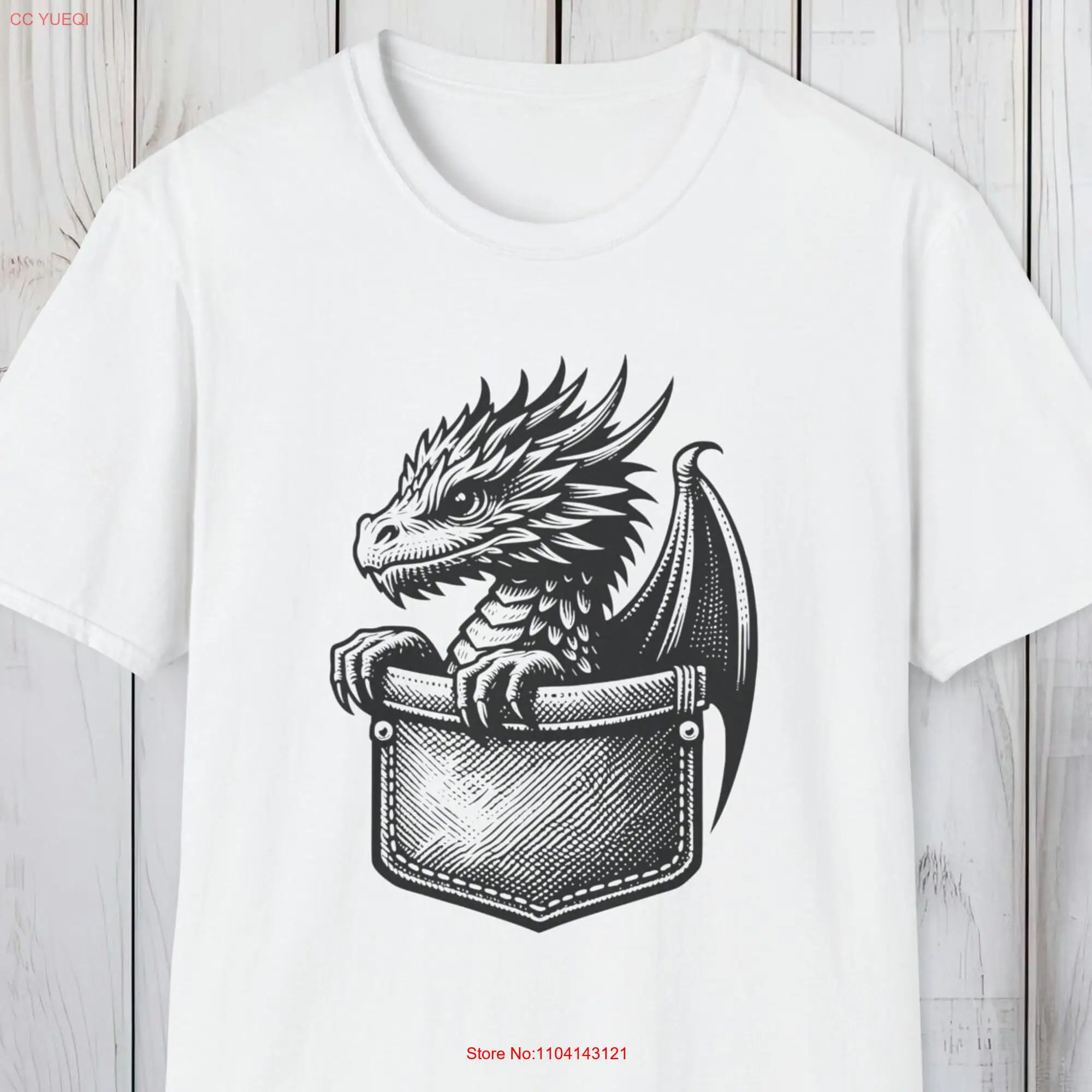 Playful Pocket Dragon Crewneck T Shirt Vintage Flair Mythical Cuteness Peekaboo Perfect 8 Stylish Colors