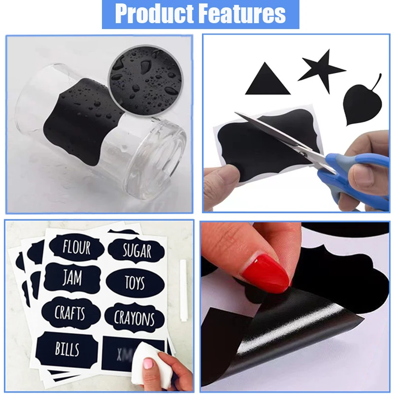 10pcs Waterproof Chalkboard Kitchen Spice Label Stickers Removable Home Jars Storage Bottles Tags Blackboard Labels Stickers