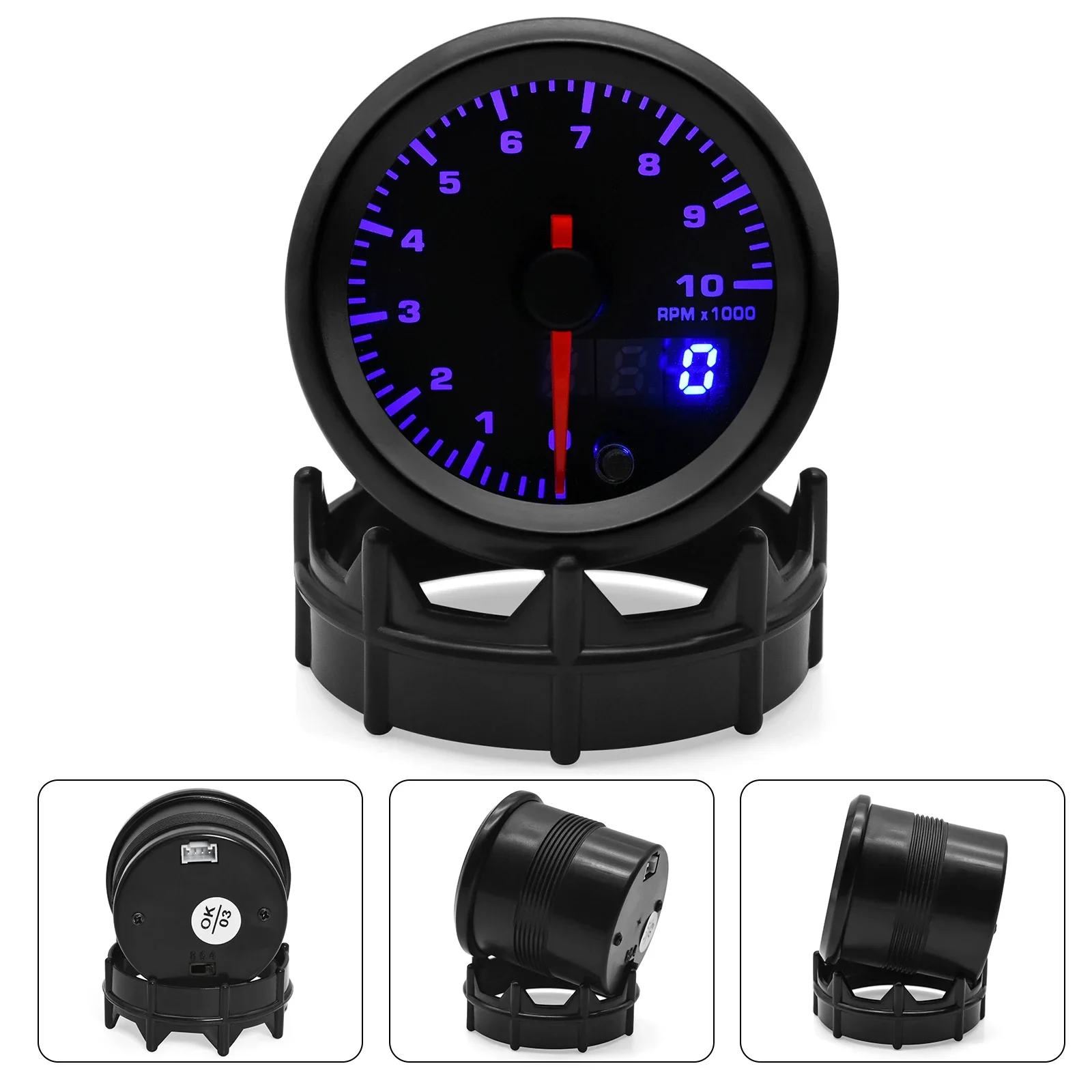 2inch 52mm Car Tachometer 0-10000 RPM Gauge 7 Colors Pointer RPM Meter Dual Display With Stepper Motor customized