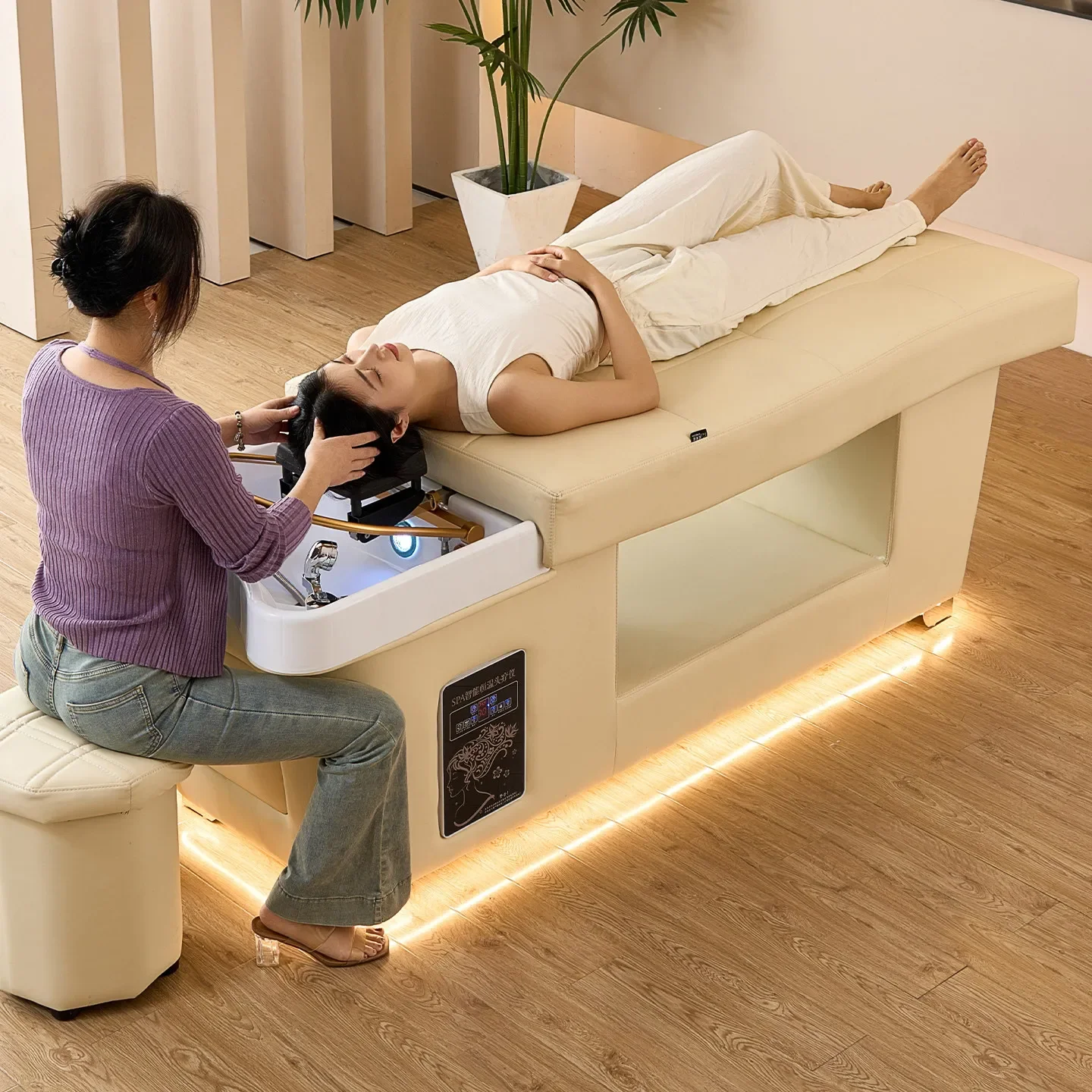 U9.20 - professional head treatment shampoo bed for hair salons, beauty salons, and barber shops - specialized steaming bed