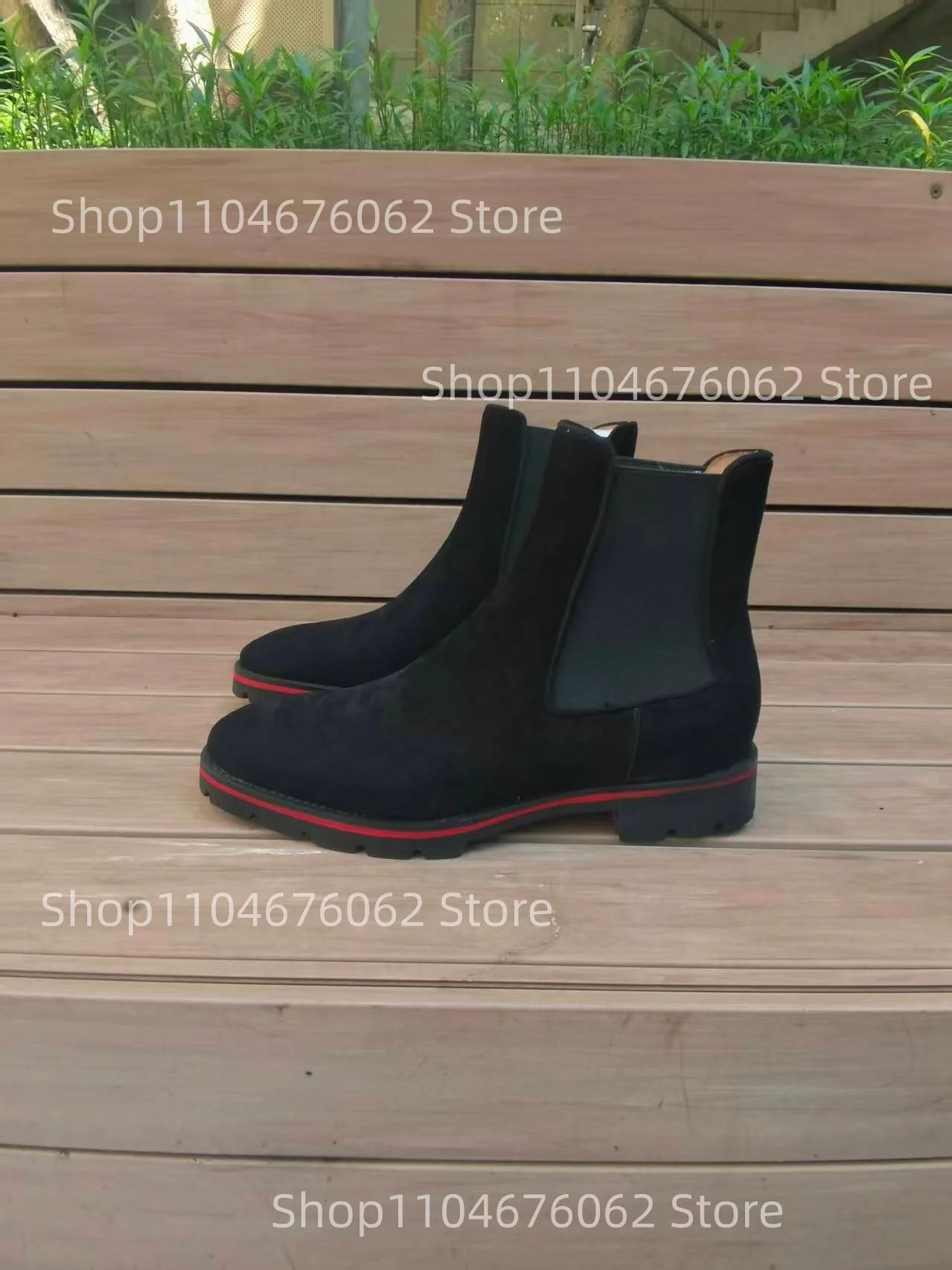 

Men's Winter Black Suede Ankle Boots Round Toe Flat Elastic Band Outdoor Street Simple Retro Men Large Size Chelsea Botas