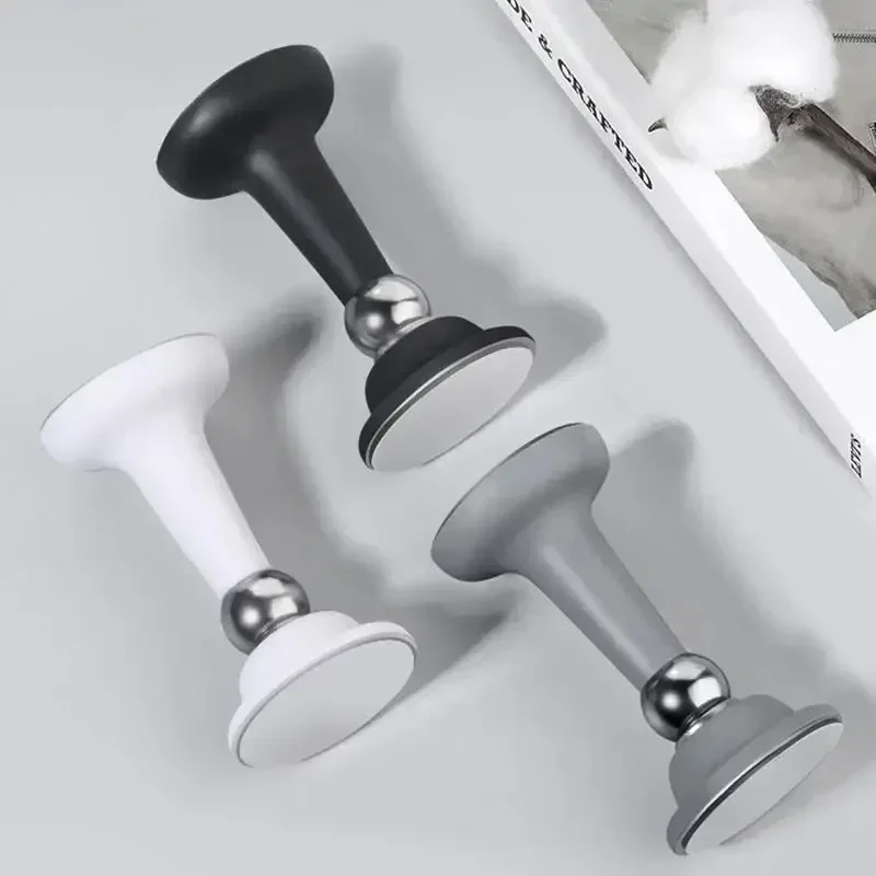 1pc Non Perforated Door Silicone Anti-collision Strong Magnetic Ground Suction Household Door Stopper Bathroom Door Stopper