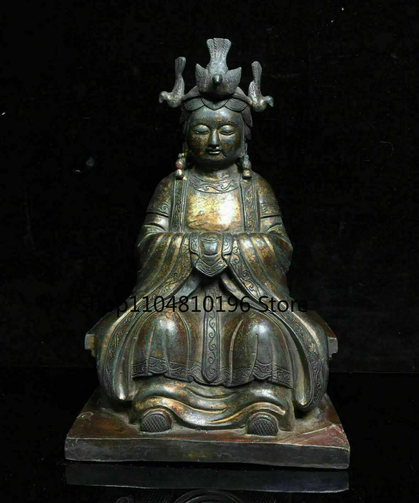 Collect China Buddhism Bronze Gilt Kwan-yin Guanyin Buddha Goddess Statue
