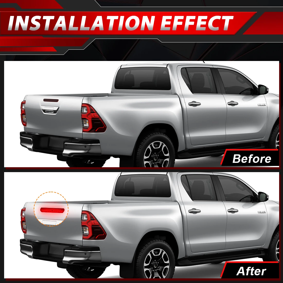 LED ضوء الفرامل الخلفية لتويوتا هايلكس فيجو 2004-2014 الخلفية 3rd مصباح قيادة مصباح التوقف الثالث ضوء الفرامل الإضافية مقاوم للماء 12 فولت