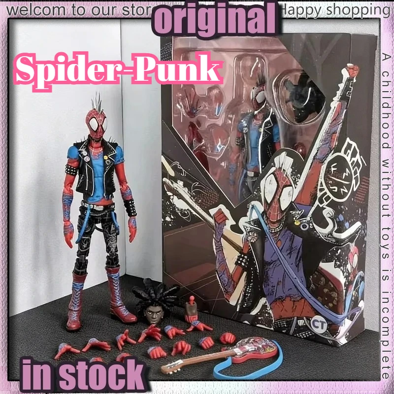 Figura de acción Spider-Punk de CT Toys, disponible en stock, de la película Spider-Man: A Través del Spider-Verso 2, Hobie Brown, modelo coleccionable, juguete, regalo de cumpleaños para niños