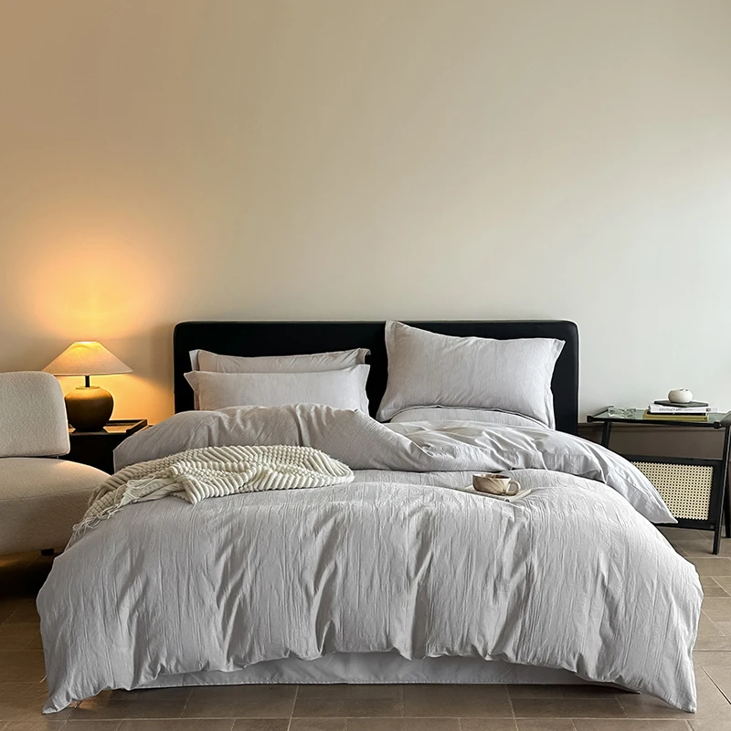 100% القطن الساتين الجاكار 4 قطعة طقم سرير فئة أ 60s طويلة التيلة القطن حاف مجموعة غطاء ضوء الملمس الفاخر للديكور المنزل #2