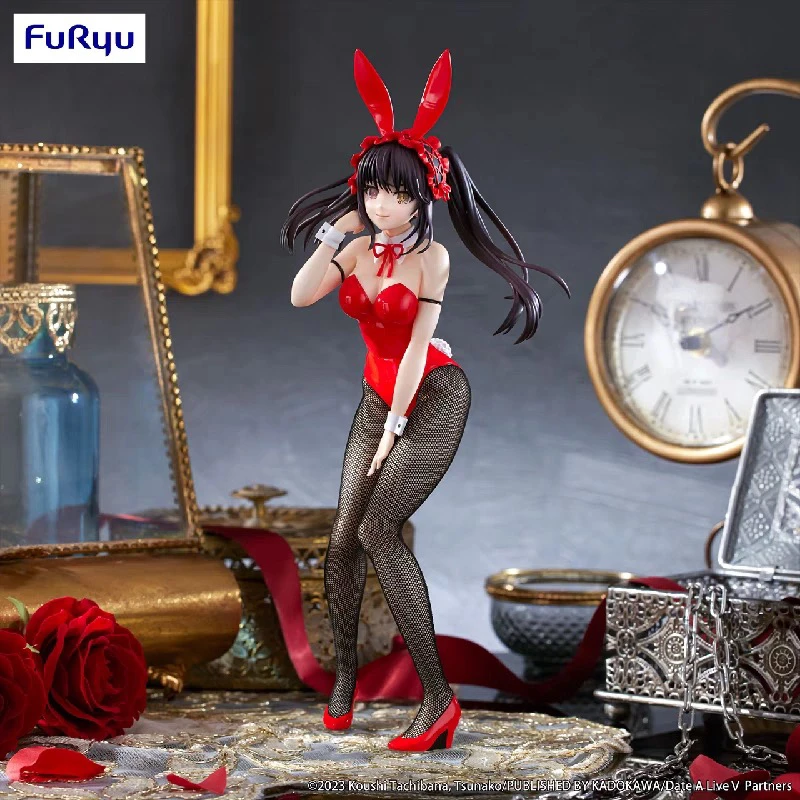 Original furyu bicute coelhos tokisaki kurumi pesadelo data vivo iv coelho anime figura brinquedos pvc modelo coletor boneca presente