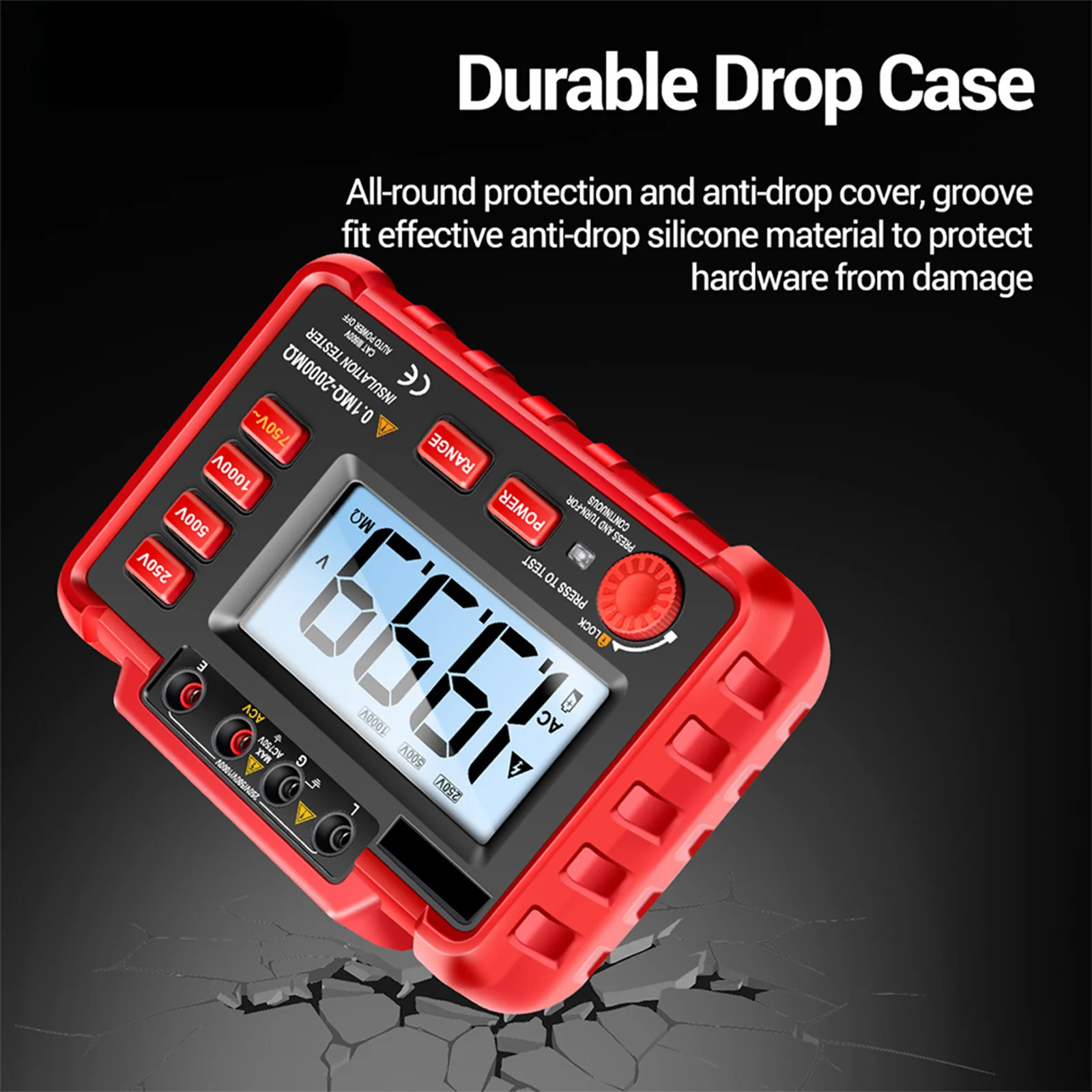 1Set جهاز اختبار العزل الرقمي الخلفية Megohm متر شاشة الكريستال السائل إشارة الجهد العالي تنبيه منخفض دقة عالية