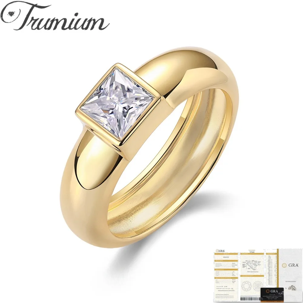 

Кольца Trumium 1CT из стерлингового серебра S925 с муассанитом огранки принцессы для женщин и мужчин, обручальное кольцо с покрытием 18 карат, подарок, ювелирные изделия для вечеринок