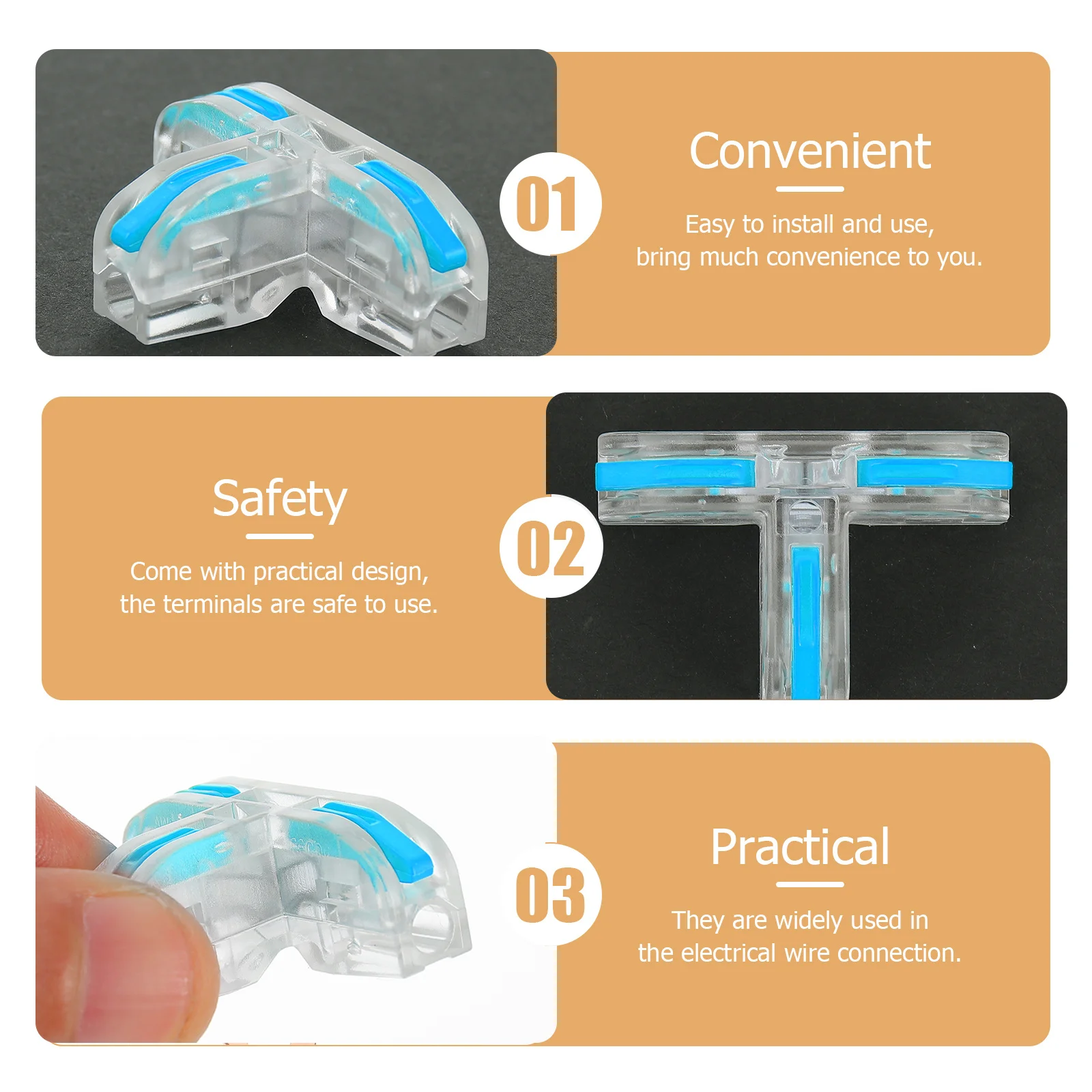 

10Pcs Insulated Terminal Connector Set T-Type Wire Terminals for Computer Household Appliances Quick Connection