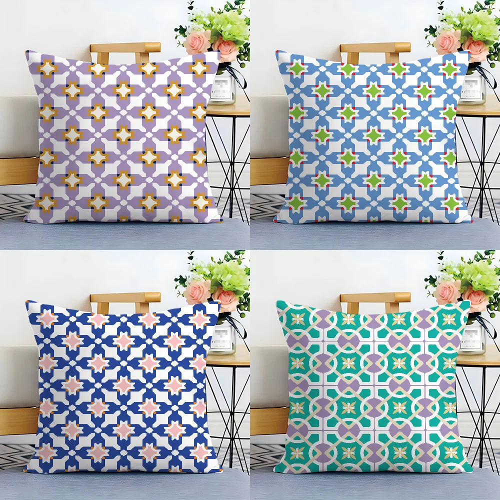 Abstract Houndstooth Pattern Pillow Case Plush Fabric Soft  Pillowcase Double Sided Print Cushion Cover Household Gifts