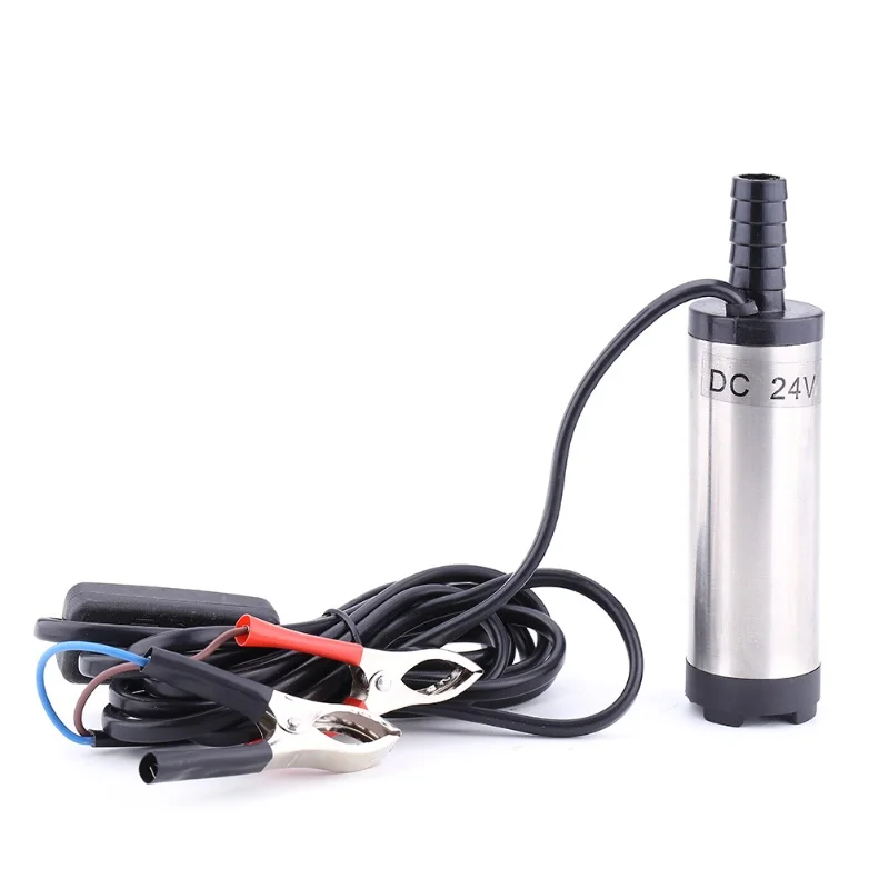 Stainless Steel Submersible Pump For Water Diesel Oil  Refueling Tool (DC 24V Silver)