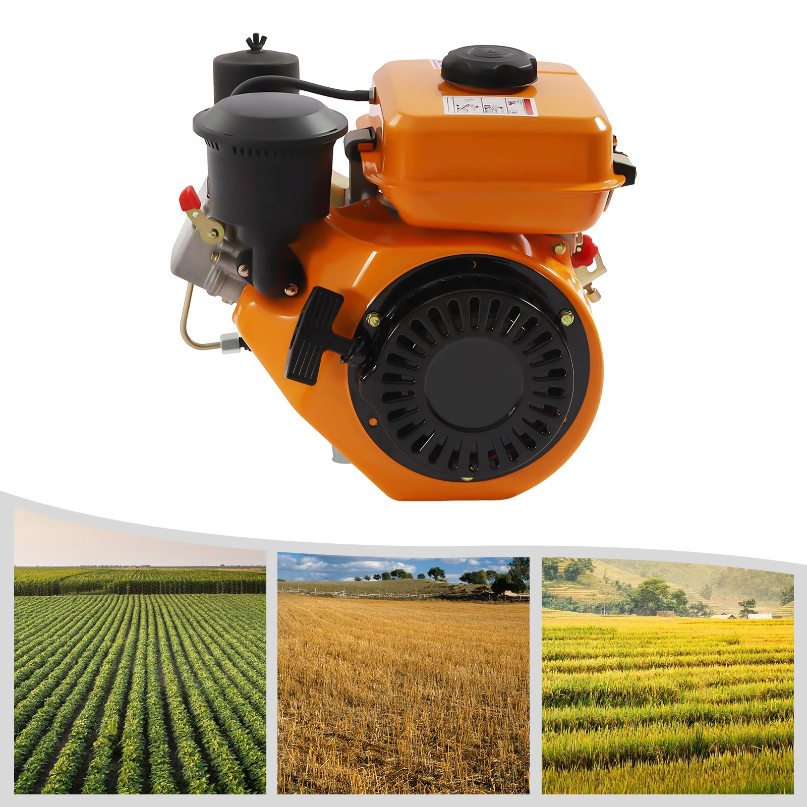 4 Stroke 196 CC Diesel Engine Single Cylinder Oblique Horizontal Engine Hand Recoil  For Small Agricultural Machinery Light