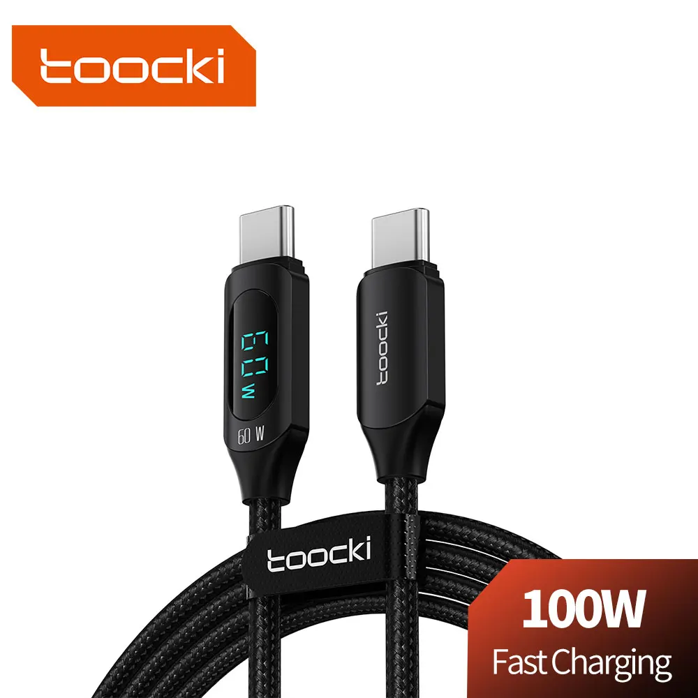 Toocki PD100W Digital Dispaly USB C Cable For iPhone 16 15 Xiaomi Huawei Fast Charging For Macbook iPad Type C to Type C Cable