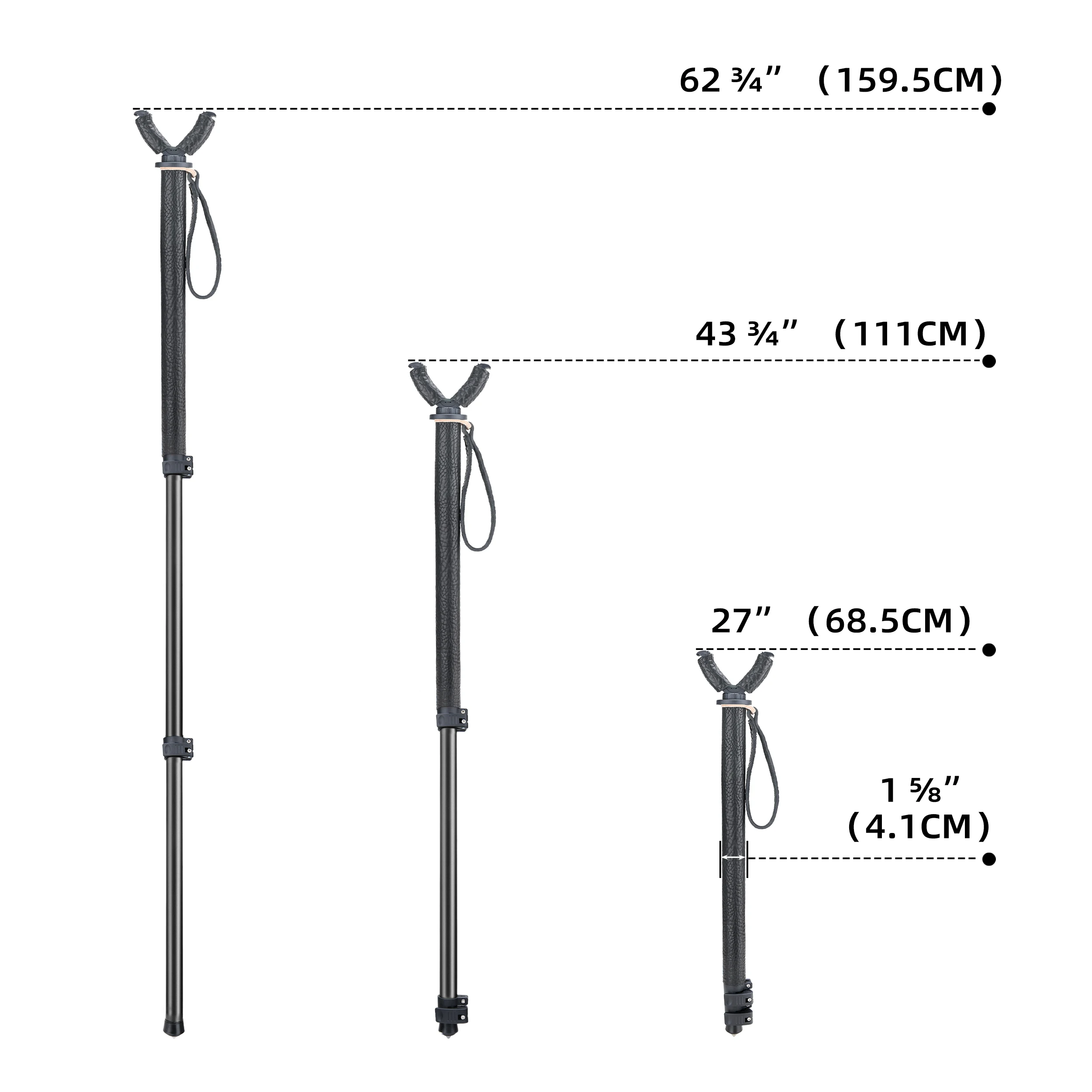 New Shooting Stick Hunting Stick Mount Aluminum Adjusts 27inch(68.5 cm) -62inch(159.5 cm) Black and Green Color