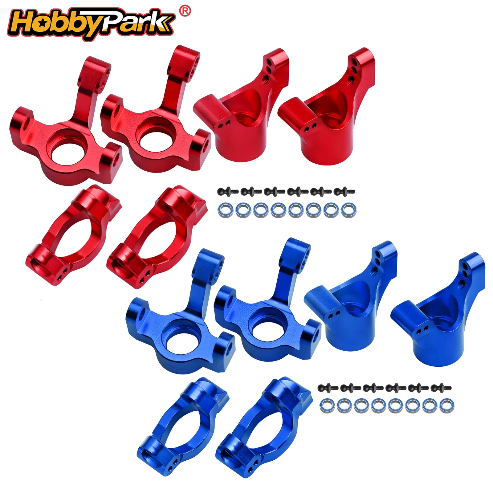 HobbyPark Aluminum Steering Block Stub Axle Carriers Knuckles Upgrade for 1/18 Traxxas LaTrax Teton Replace 7532 7552X