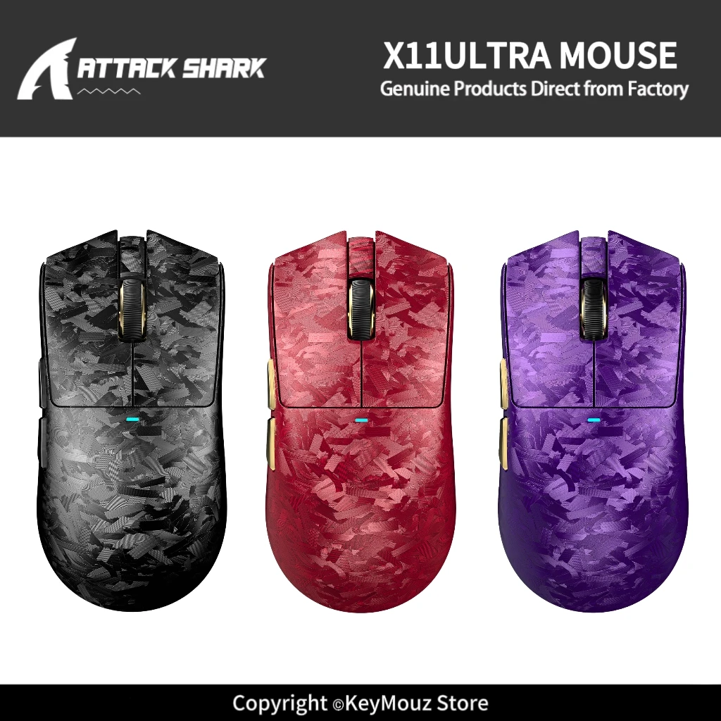 ATTACK SHARK X11ULTRA Dual 8K Mouse and X11 Wireless Gaming Mouse PAW3950Max Sensor 42K DPI Carbon Fiber Ultra-Lightweig Mouse