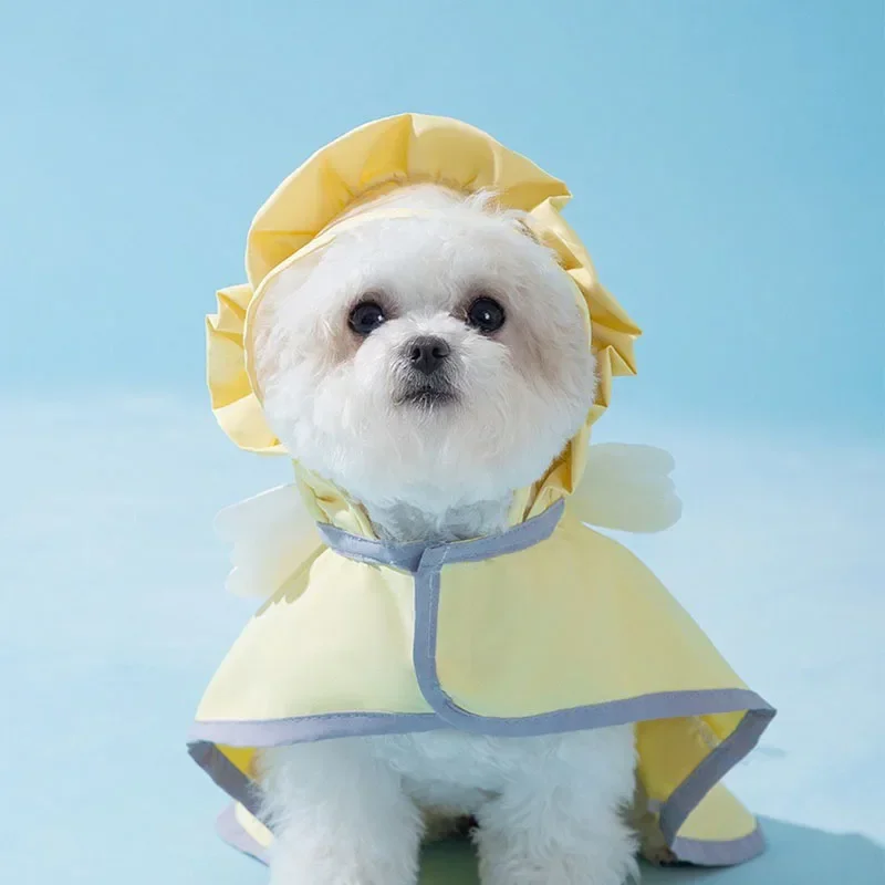 Pet Dog Angel Raincoat Summer Rain Waterproof Dog Clothes Small Dogs Out Cape Style Poncho Supplies Dog Accessories Pet Clothes