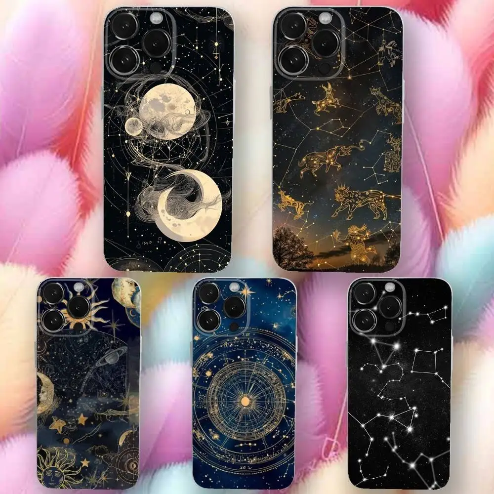 

T-Twelve Constellations Art Phone Case For iPhone 16,se4,15,14,13,12,11 Plus,Pro,Max,XR,XS,X,Plus,SE,Mini Transparent Soft Cover
