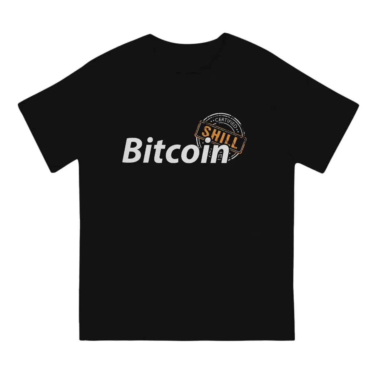 Bitcoin Certified Shill Funny Men's T Shirts Cryptocurrency Art Fun Tees Short Sleeve Crewneck T-Shirts 100% Cotton