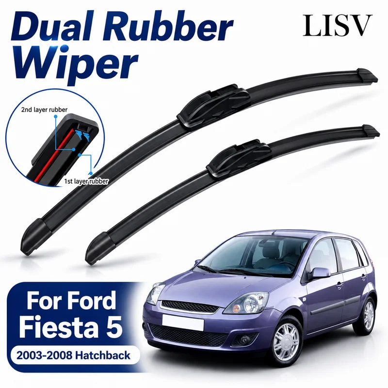 For Ford Fiesta 5 MK5 Hatchback 2003-2008 Car Wiper, U-type Soft Rubber Boneless HD Quiet Durable Automotive Wiper 22