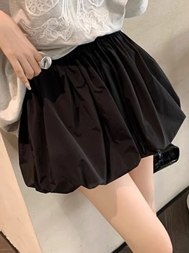 Floral Bouffant Halter Neck  Dress Women's Summer New Small Design Sense Anti-Light Pleated Lantern Puffy Short Skirt Pants