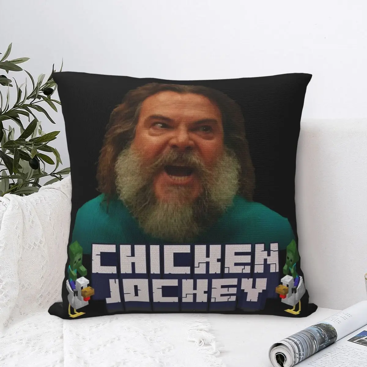 Chicken Jockey 8 Bit Game Square Pillow Cases Cushion Covers Vintage Decorative Throw Pillow Case Cover for Home 45x45cm